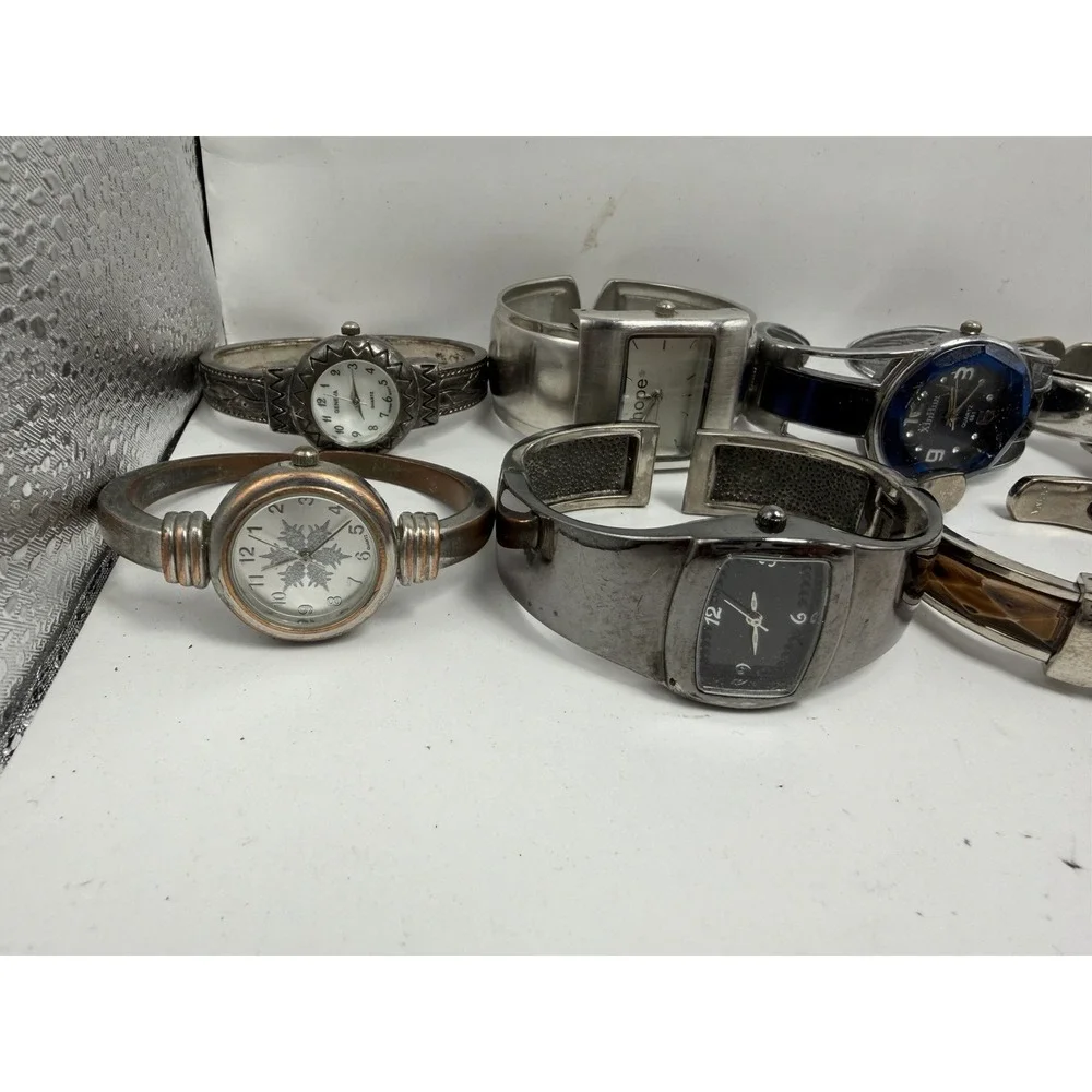 Cuff Bangle Bracelet Mostly Silver & Gold Tone Ladies Watches‎ ALL METAL Lot 20
